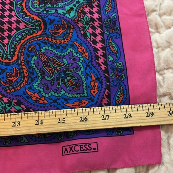 Axcess Pink and Blue Paisley Scarf - Picture 8 of 9